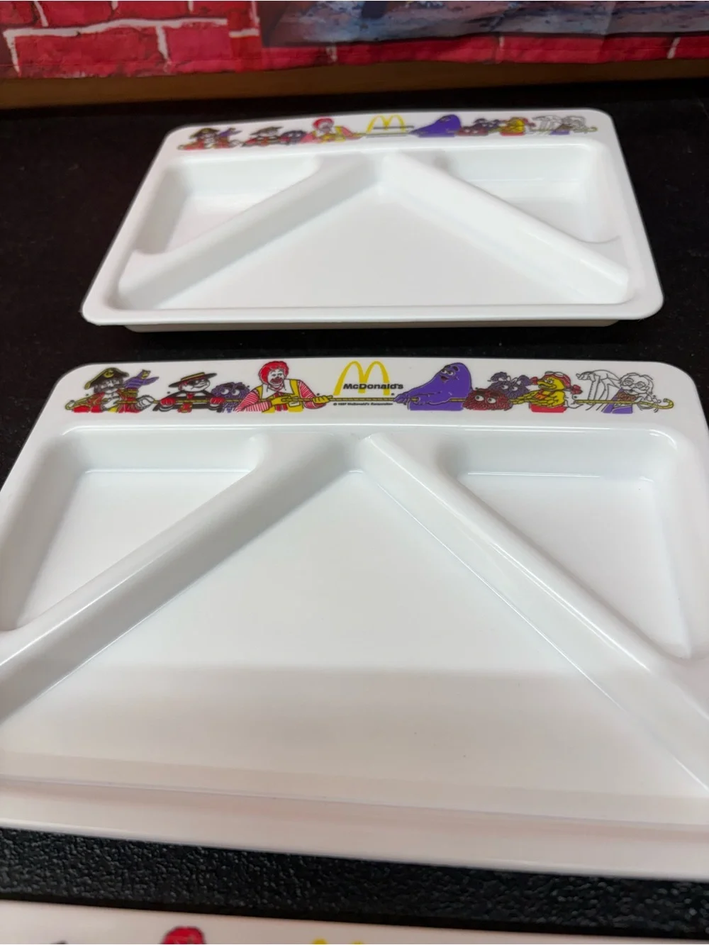 3 1987 McDonald's White Plastic Divided Kids Tray with Character Trim